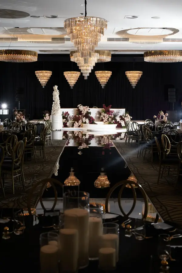 Full venue wedding styling in a Sydney ballroom